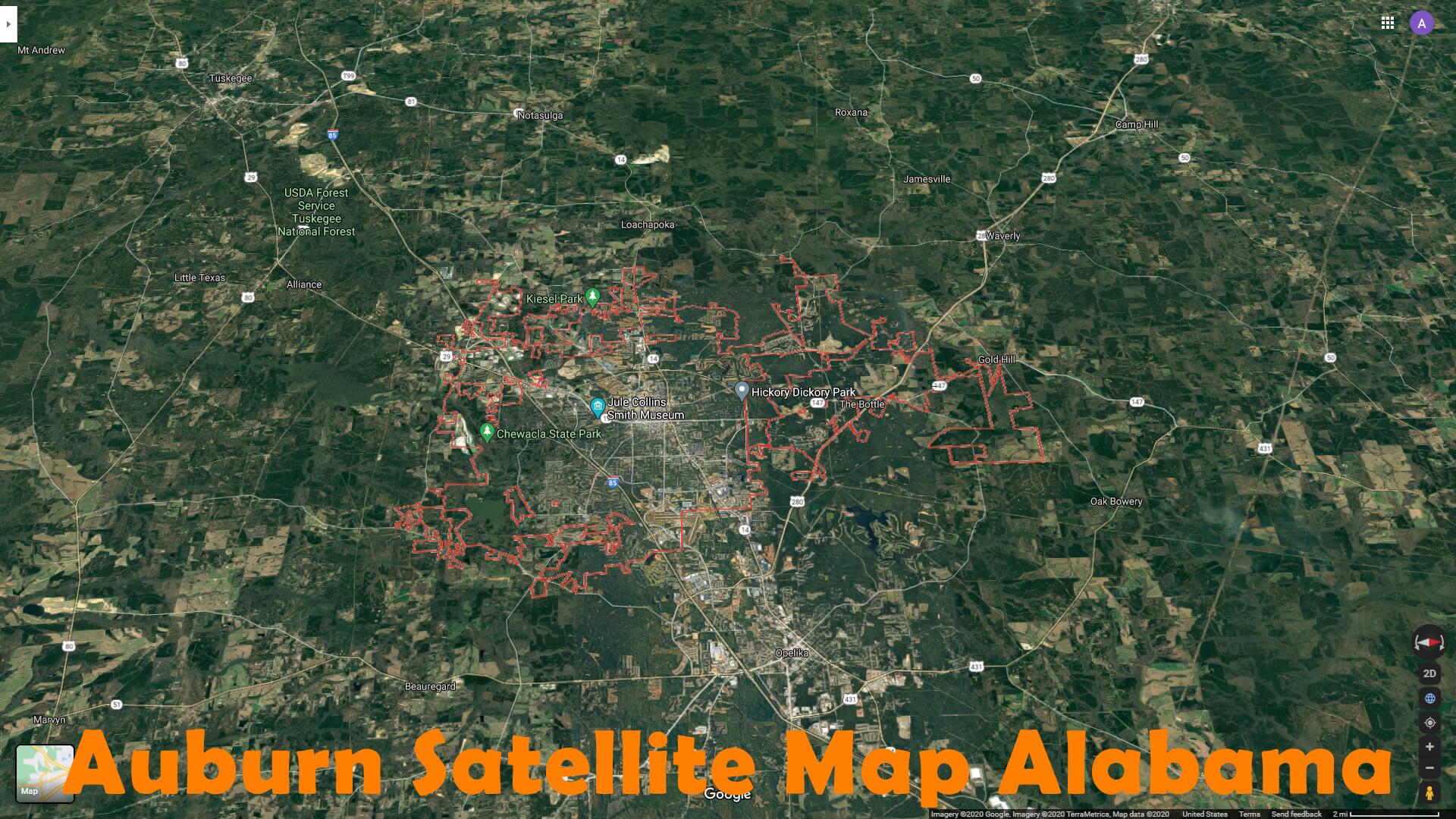 Auburn Satellite Map Alabama